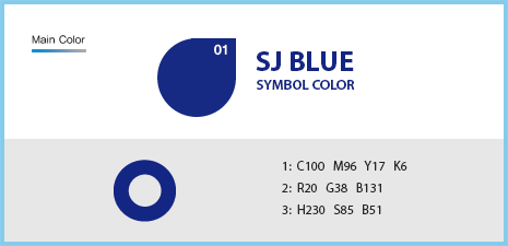 
						Main Color(SJ BLUE SYMBOL COLOR) -
						1:  C100   M96   Y17   K6
						2:  R20   G38   B131
						3:  H230   S85   B51